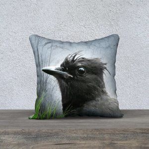 THROW PILLOW WITH REMOVABLE COVER  -STELLAR JAY HAVING A BAD HAIR DAY